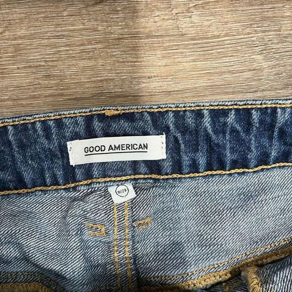 Good American stud asymmetrical jean mini skirt - Picture 3 of 6